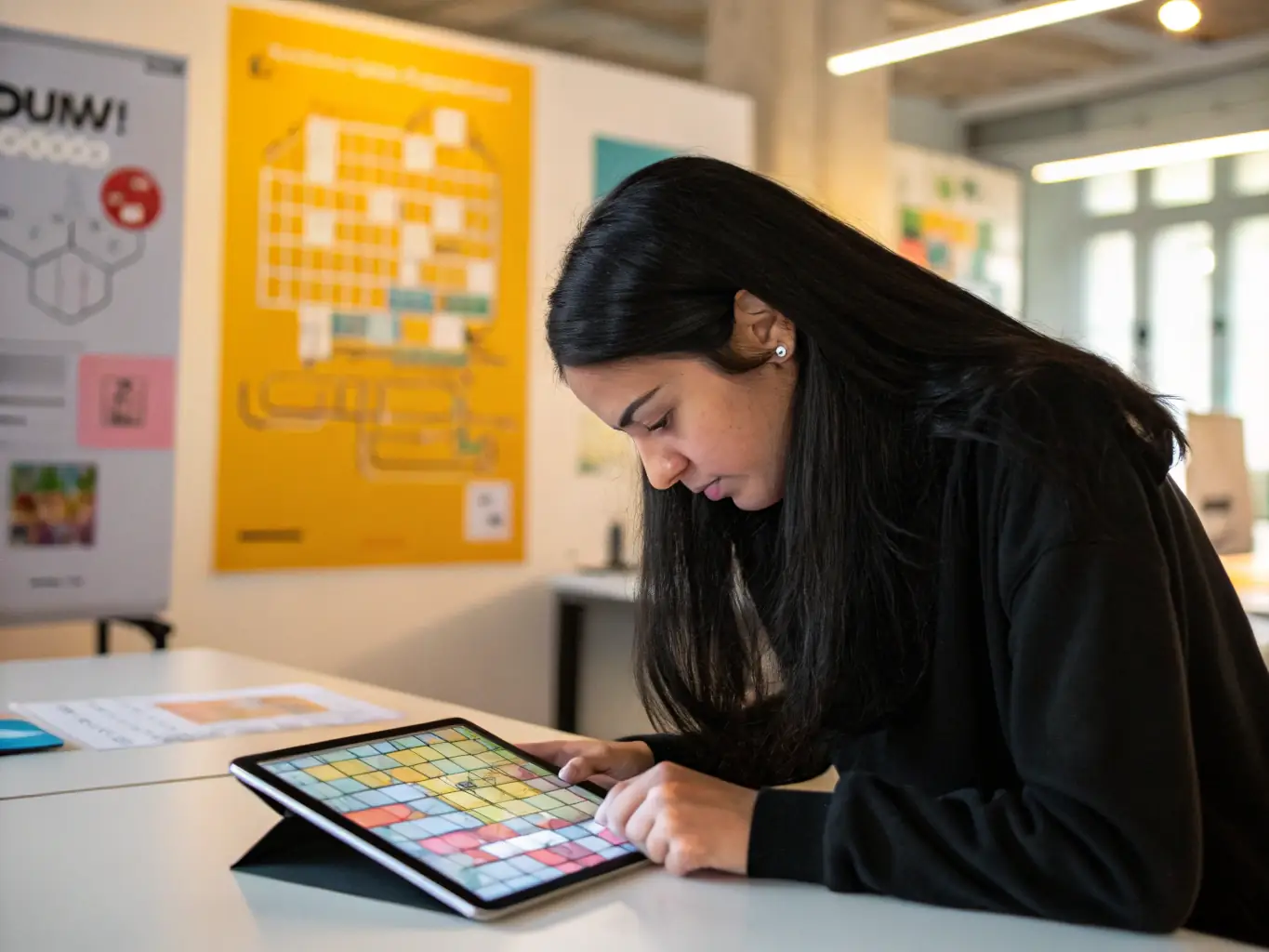 A vibrant image of a player immersed in a MK体育 puzzle game, showcasing the platform's user-friendly interface and engaging gameplay.